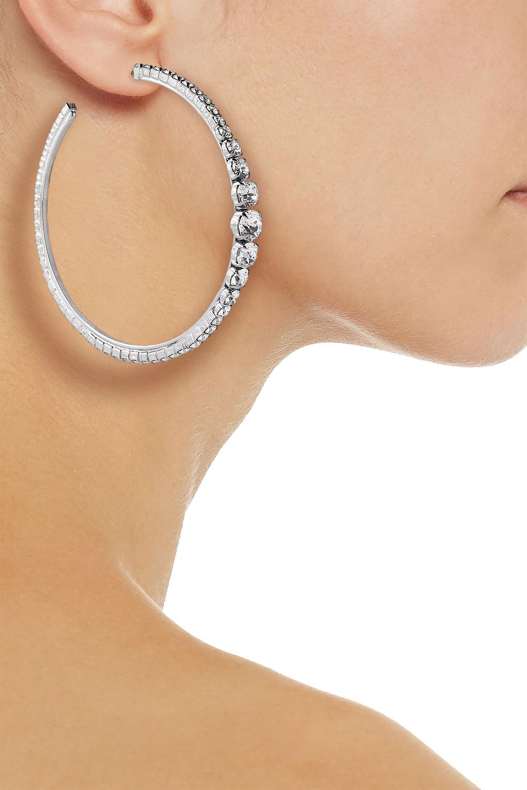 HELENE ZUBELDIA Silver-tone crystal hoop earrings