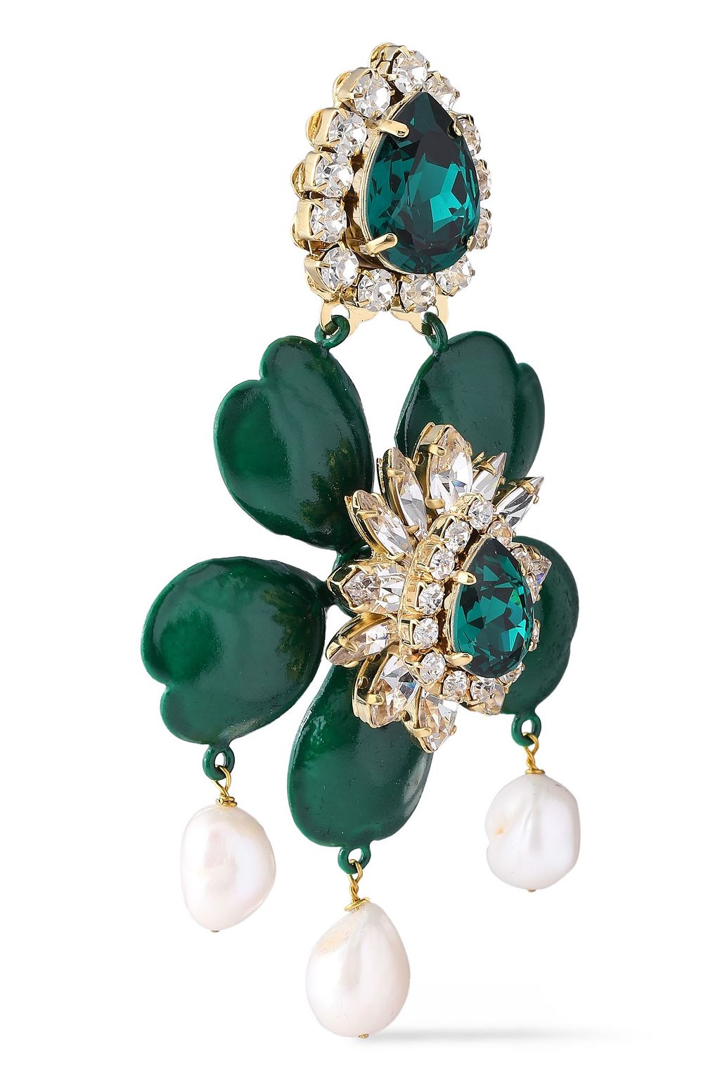 SHOUROUK Gold-tone, crystal, Swarovski pearl and acetate earrings