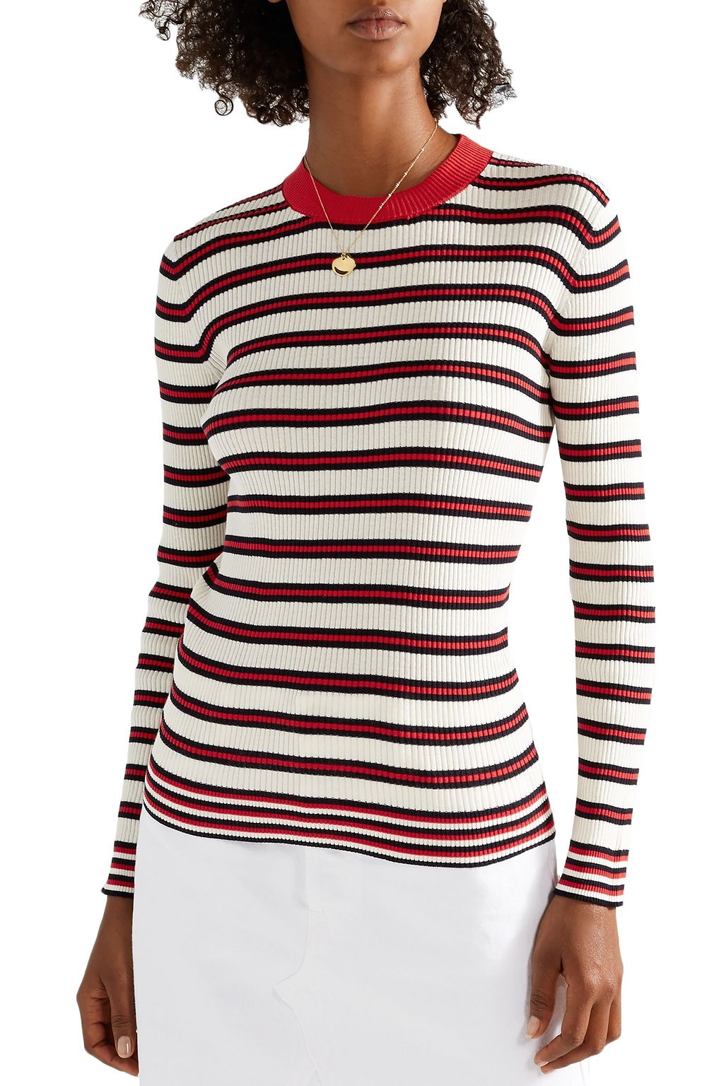 CHINTI & PARKER Striped ribbed cotton sweater