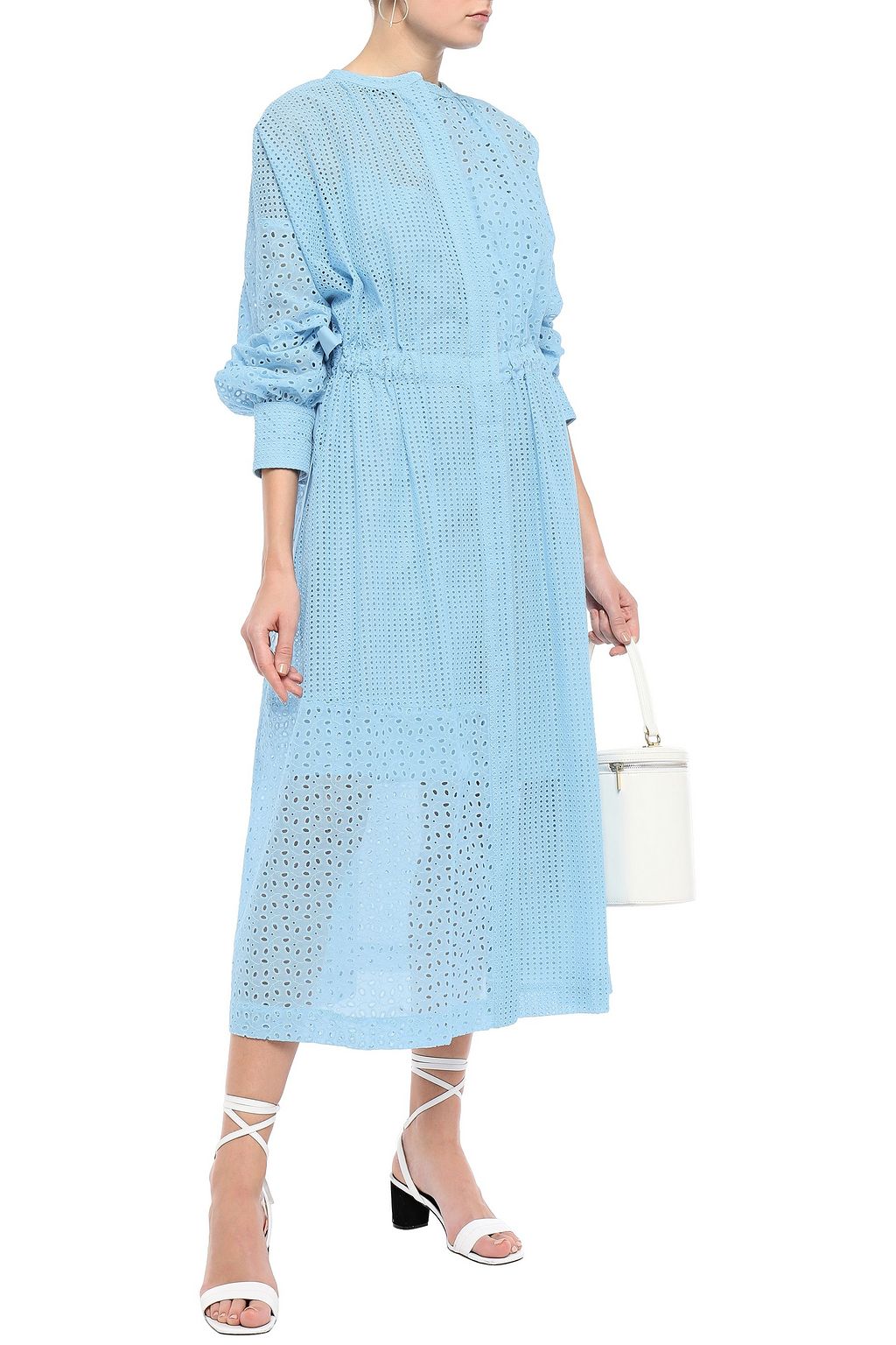 JOSEPH Broderie anglaise cotton-blend midi shirt dress