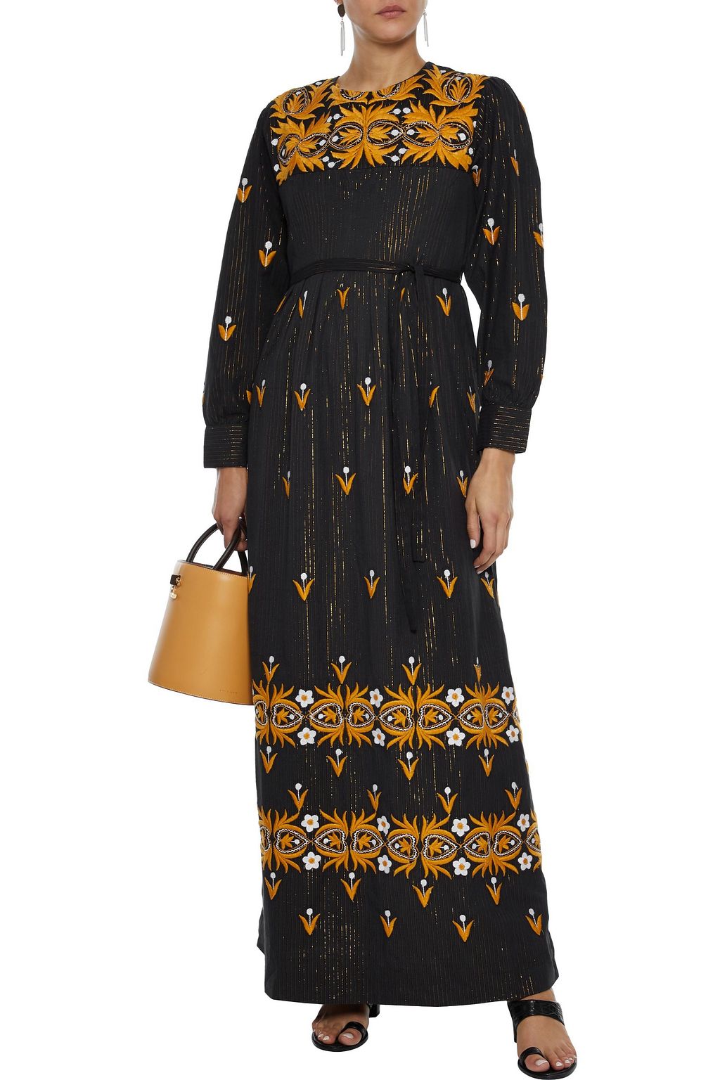 embroidered cotton maxi dress