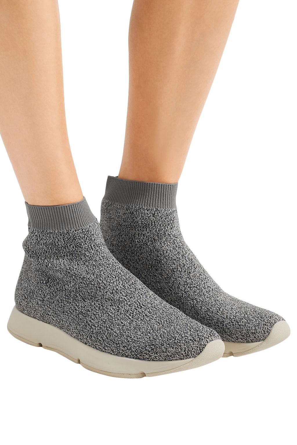 VINCE. Tyra marled stretch-knit high-top sneakers