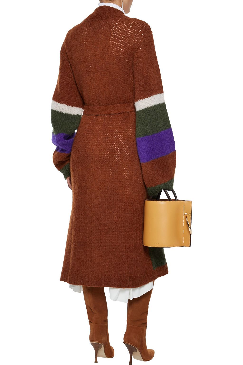ANTIK BATIK Gina belted color-block alpaca-blend cardigan