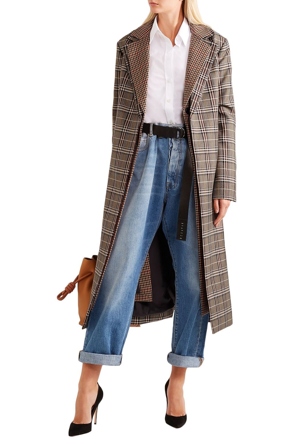 MONSE Layered checked wool-blend coat