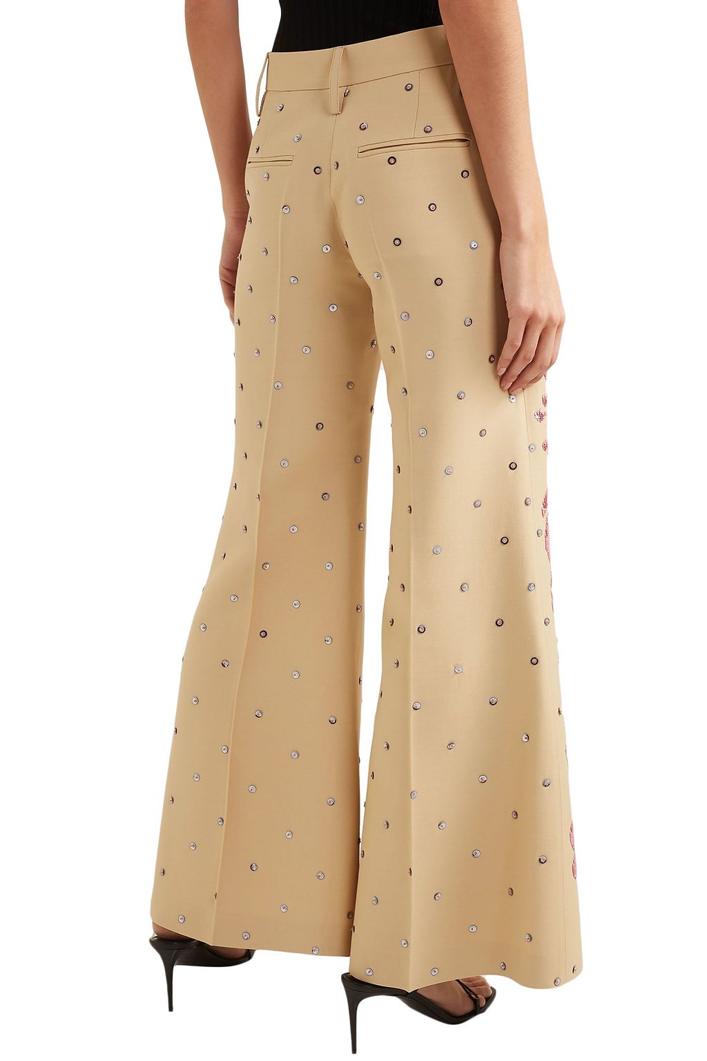 VALENTINO GARAVANI Sequin-embellished wool and silk-blend flared pants