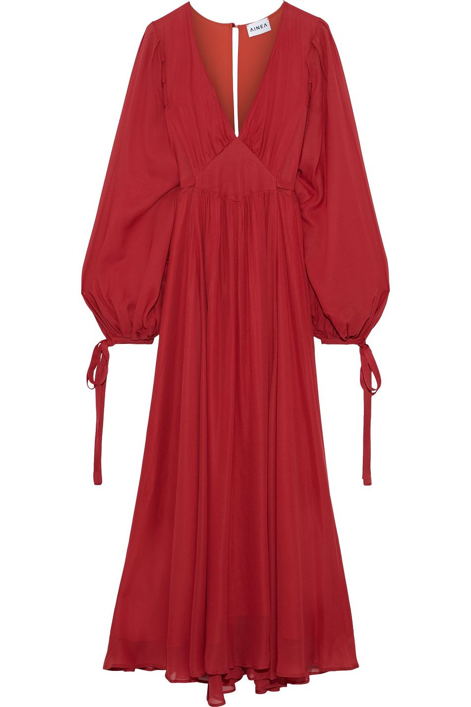 red chiffon maxi dress