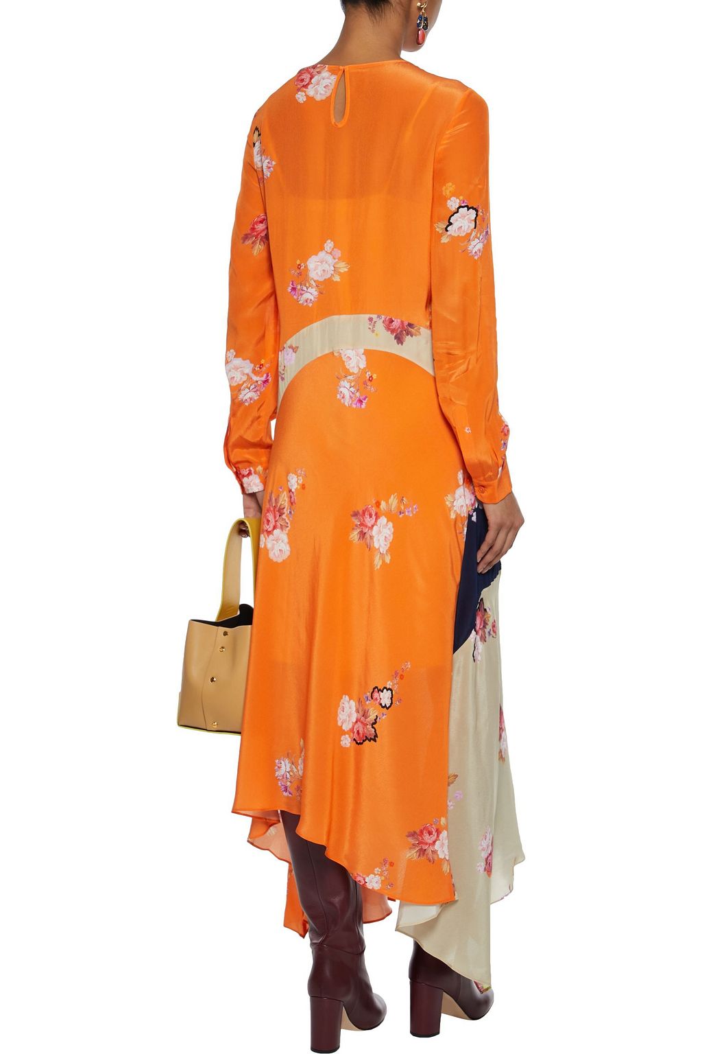 PREEN LINE Selena asymmetric floral-print crepe de chine maxi dress