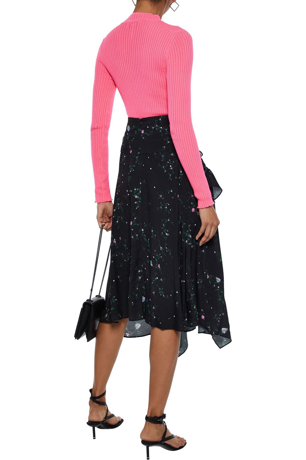 PREEN LINE Electra asymmetric floral-print crepe de chine skirt