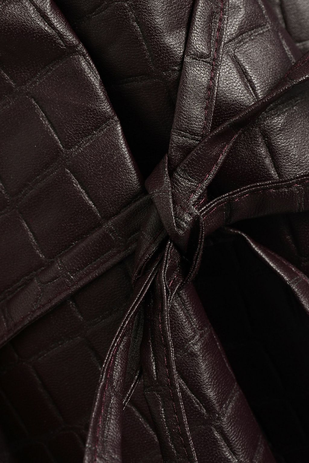 BEAUFILLE Faux croc-effect leather mini wrap dress