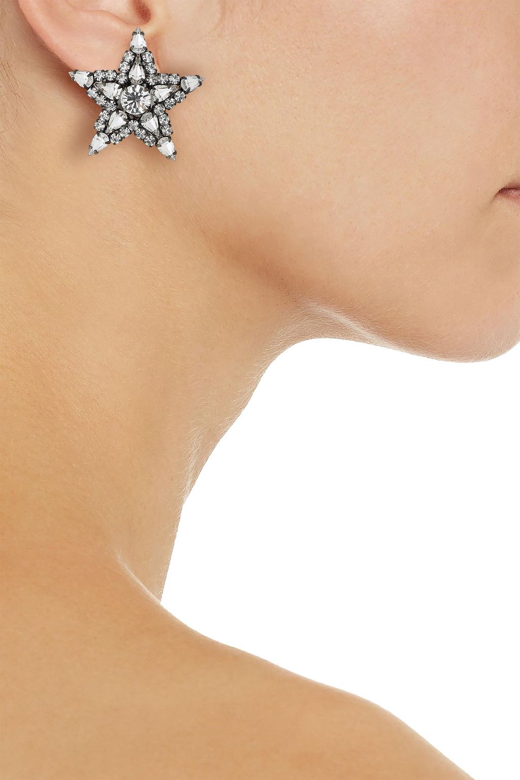HELENE ZUBELDIA Silver-tone and crystal fringed earrings