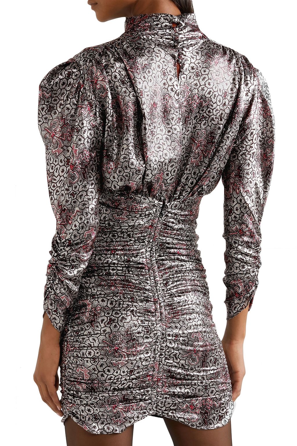 ISABEL MARANT Pandor ruched printed silk-blend lamé mini dress