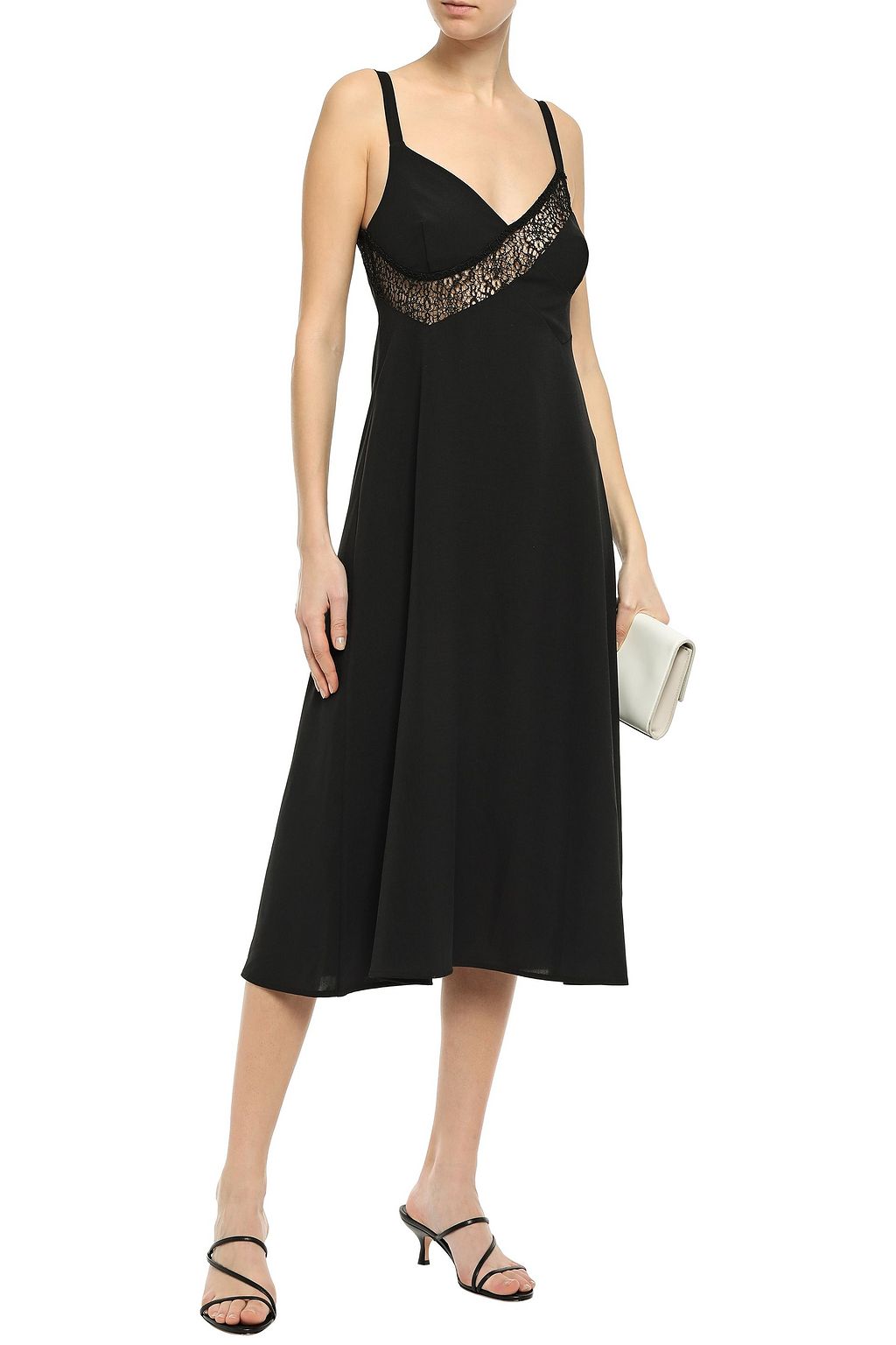 BEAUFILLE Lace-trimmed cady midi dress