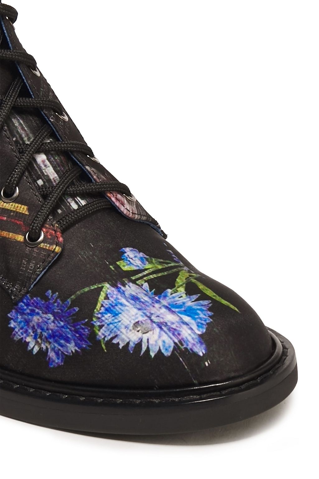 NICHOLAS KIRKWOOD Faux pearl-embellished floral-print satin ankle boots