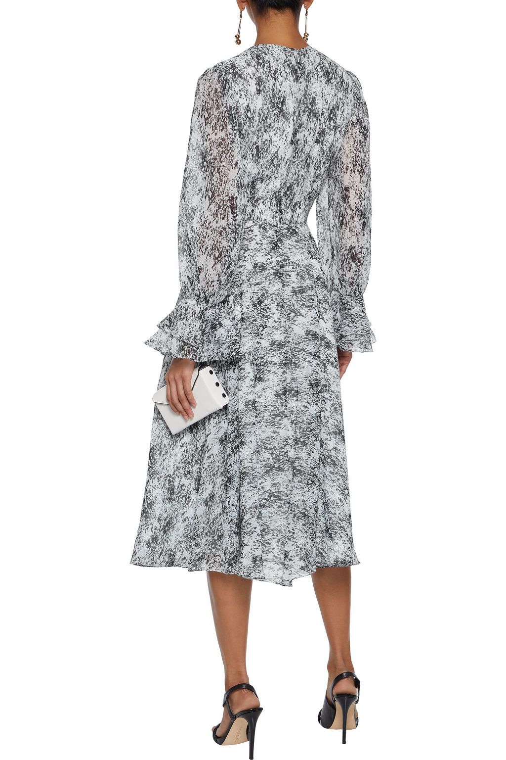 MIKAEL AGHAL Ruffled printed chiffon midi dress