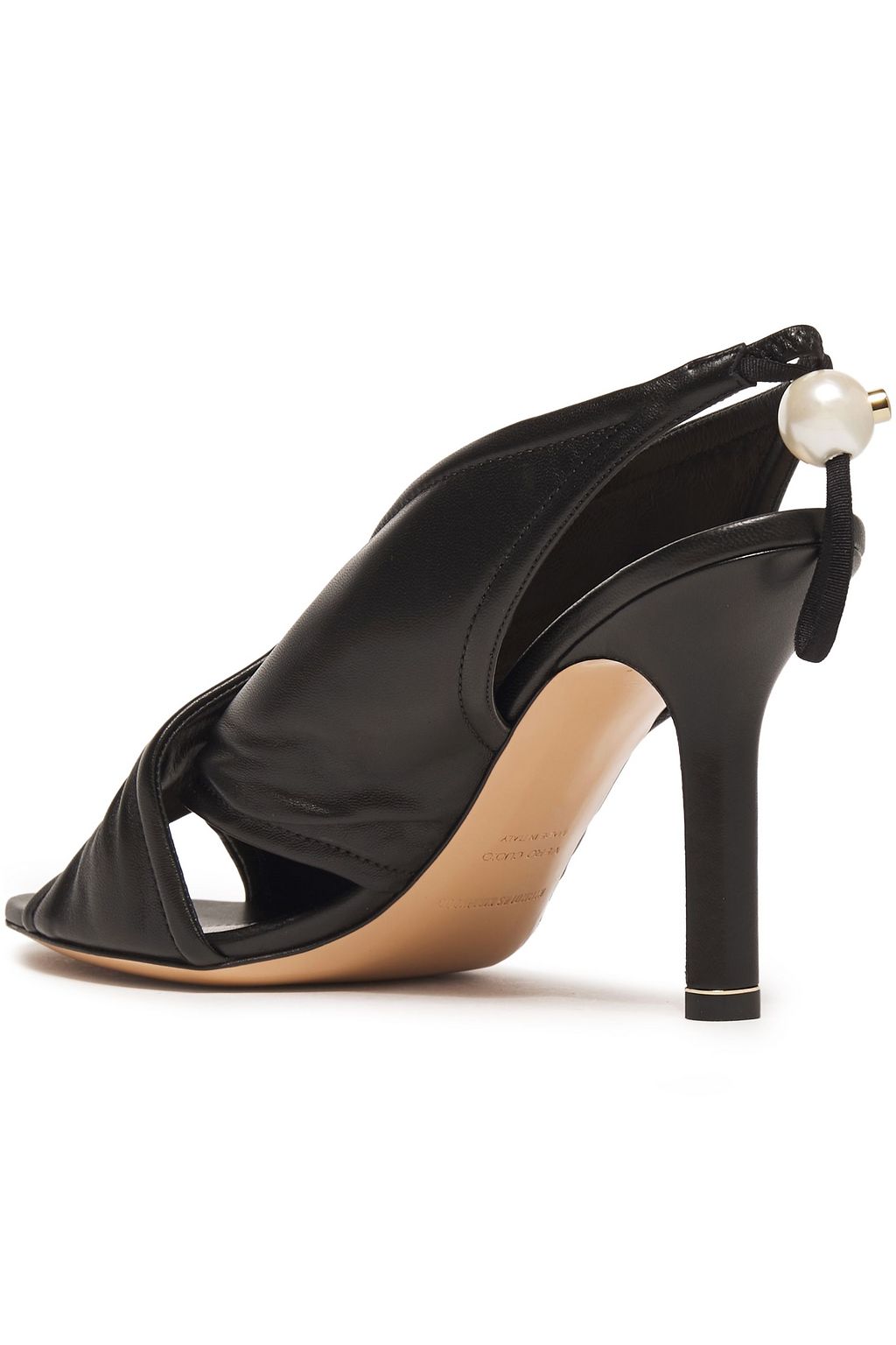 NICHOLAS KIRKWOOD Faux pearl-embellished gathered leather slingback sandals
