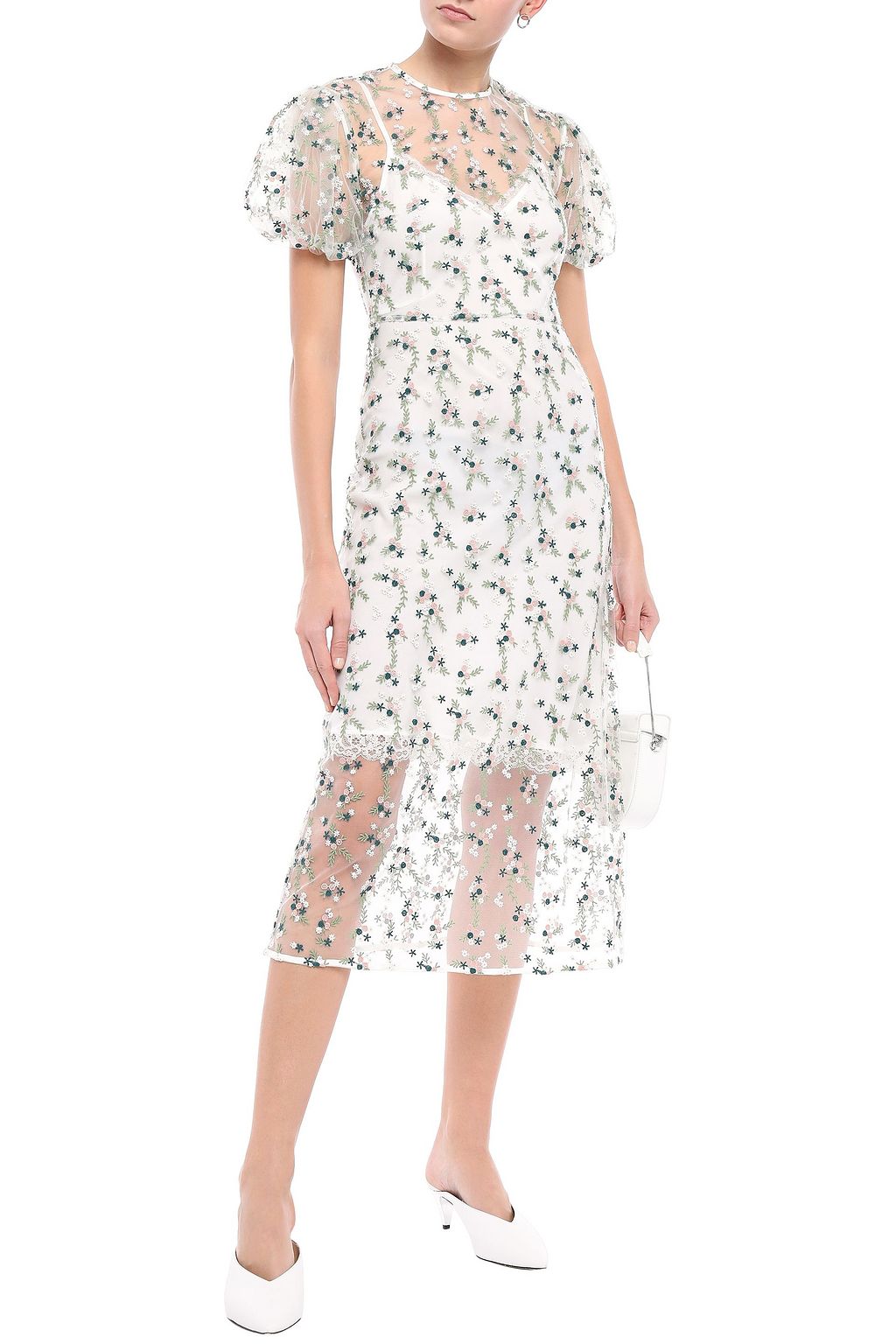 MARKUS LUPFER Georgia embroidered tulle midi dress