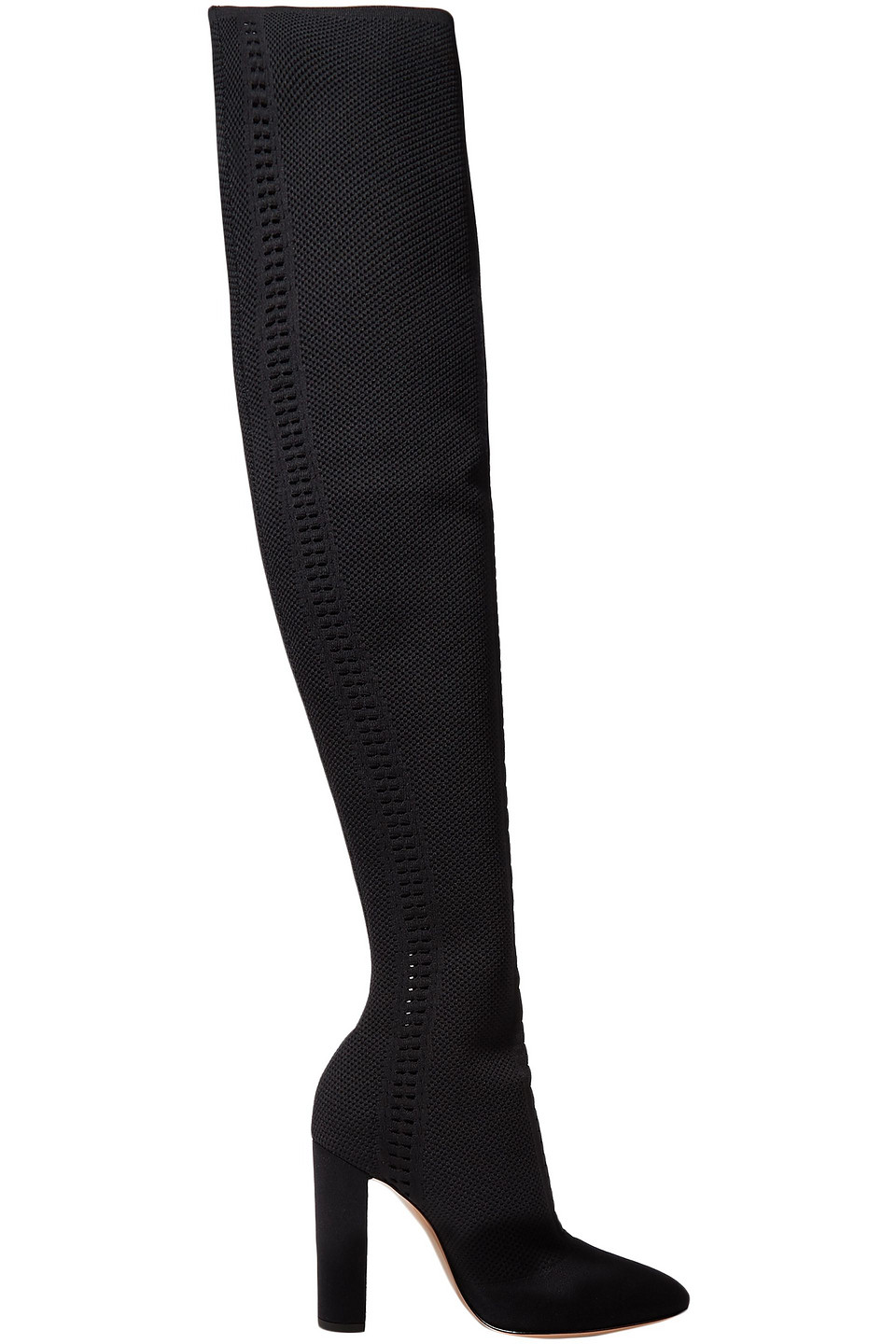 105 perforated stretch-knit over-the-knee boots