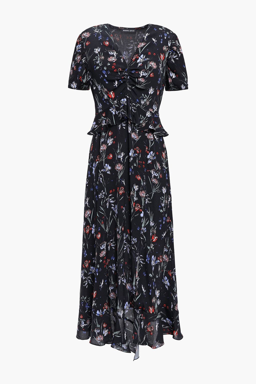 willow belted floral print midi dress