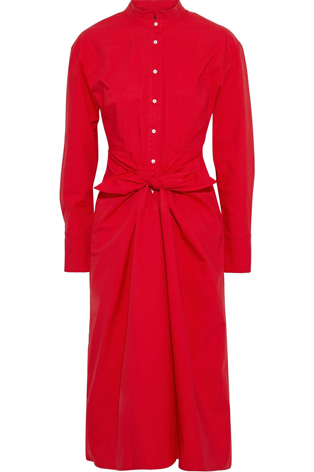 red cotton shirt dress