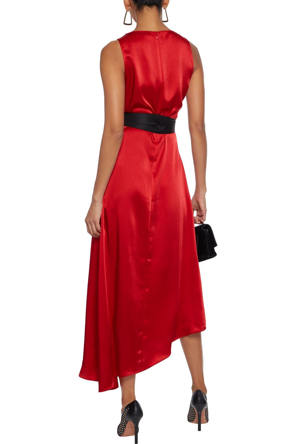 AMANDA WAKELEY Asymmetric wrap-effect satin midi dress