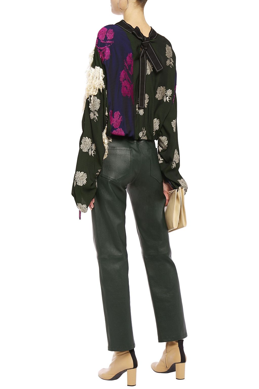 3.1 PHILLIP LIM Paneled fil coupé crepe and floral-jacquard top