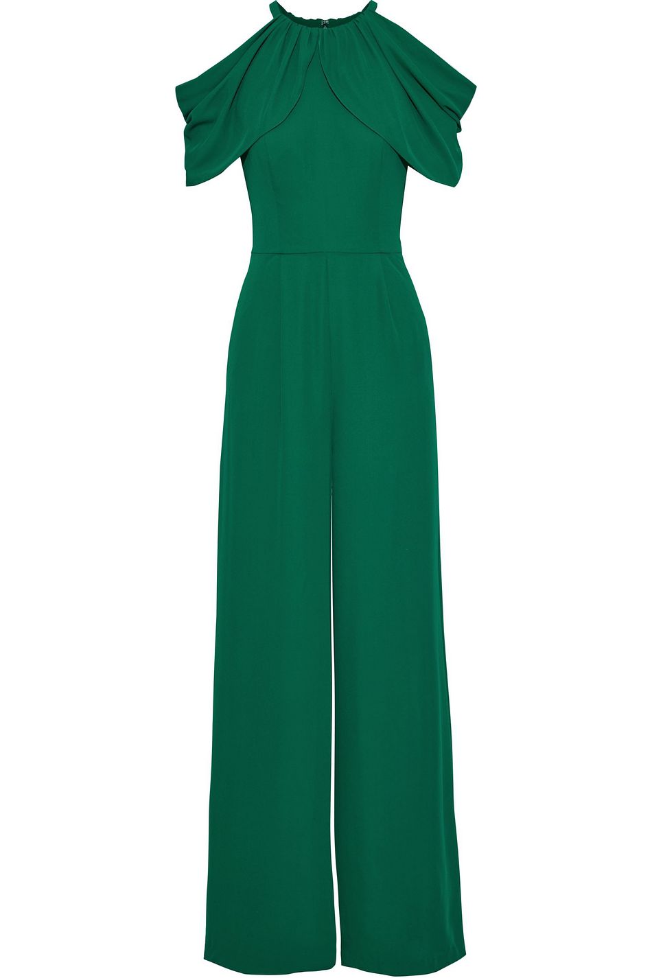 green cold shoulder jumpsuit
