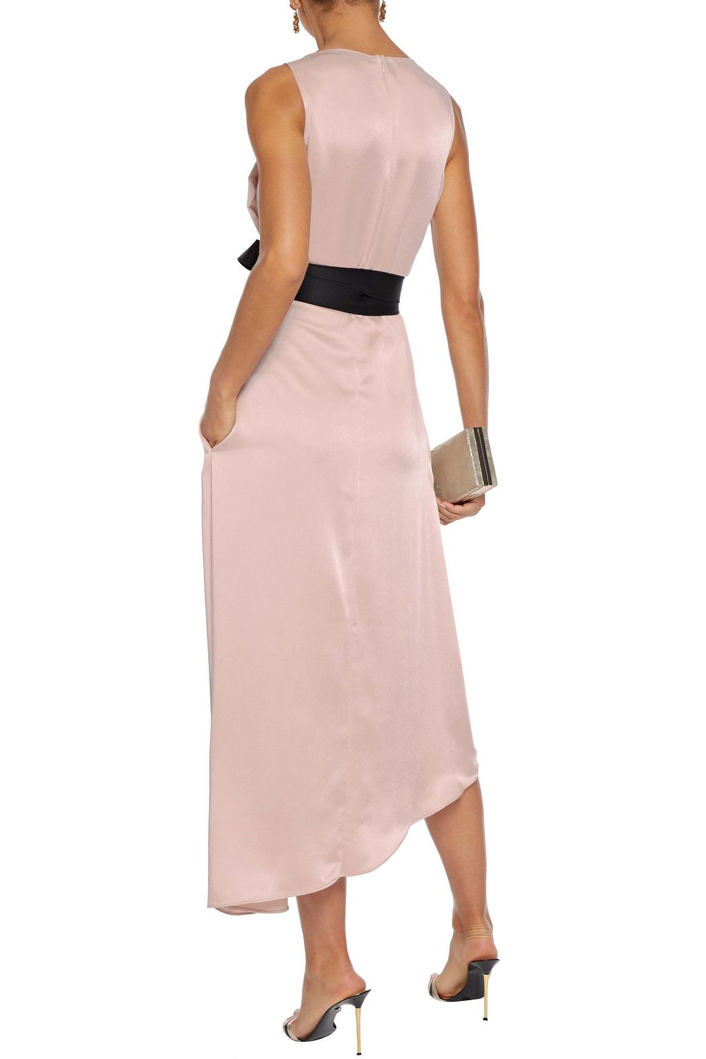 AMANDA WAKELEY Asymmetric wrap-effect satin midi dress
