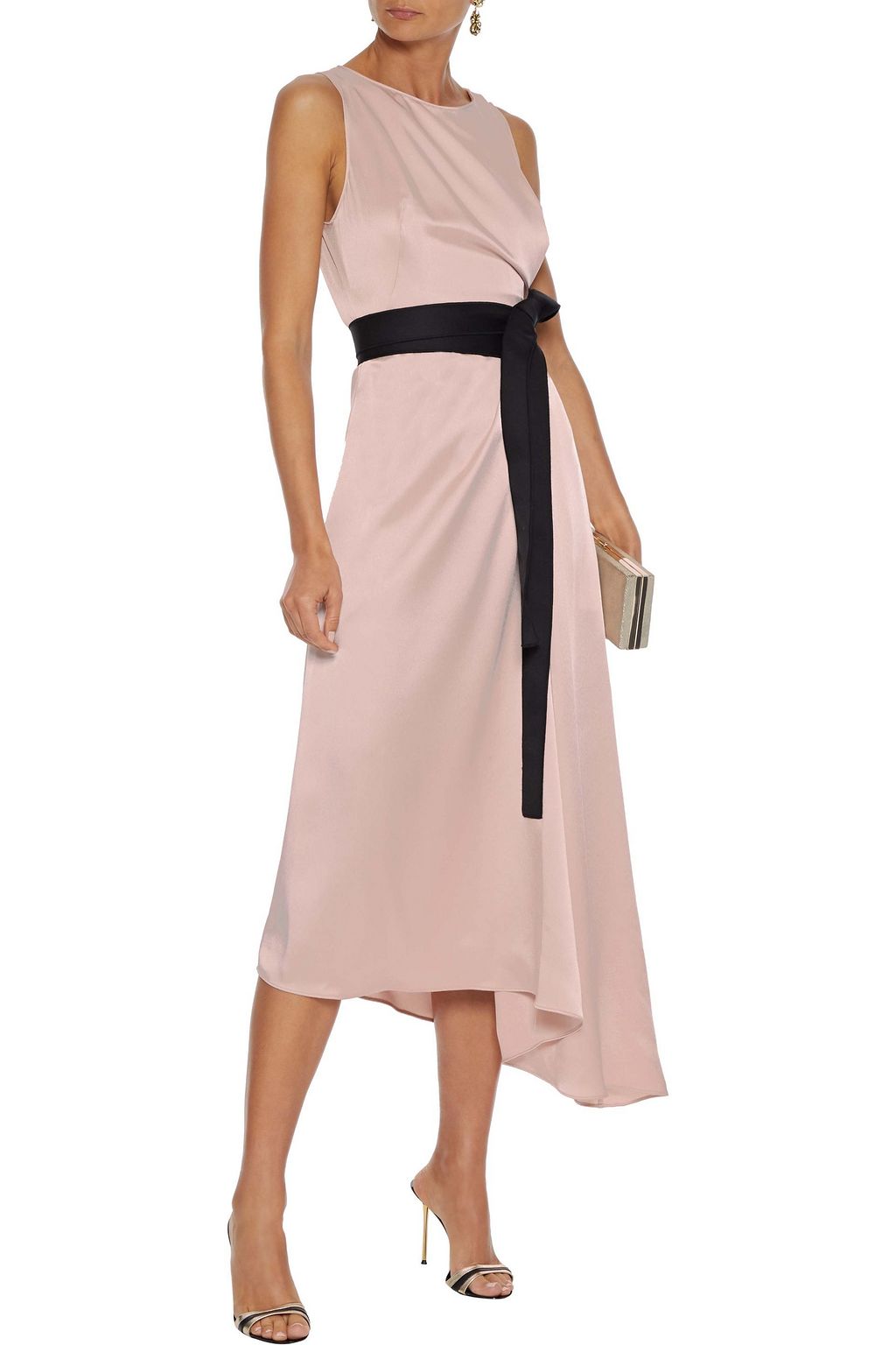 AMANDA WAKELEY Asymmetric wrap-effect satin midi dress