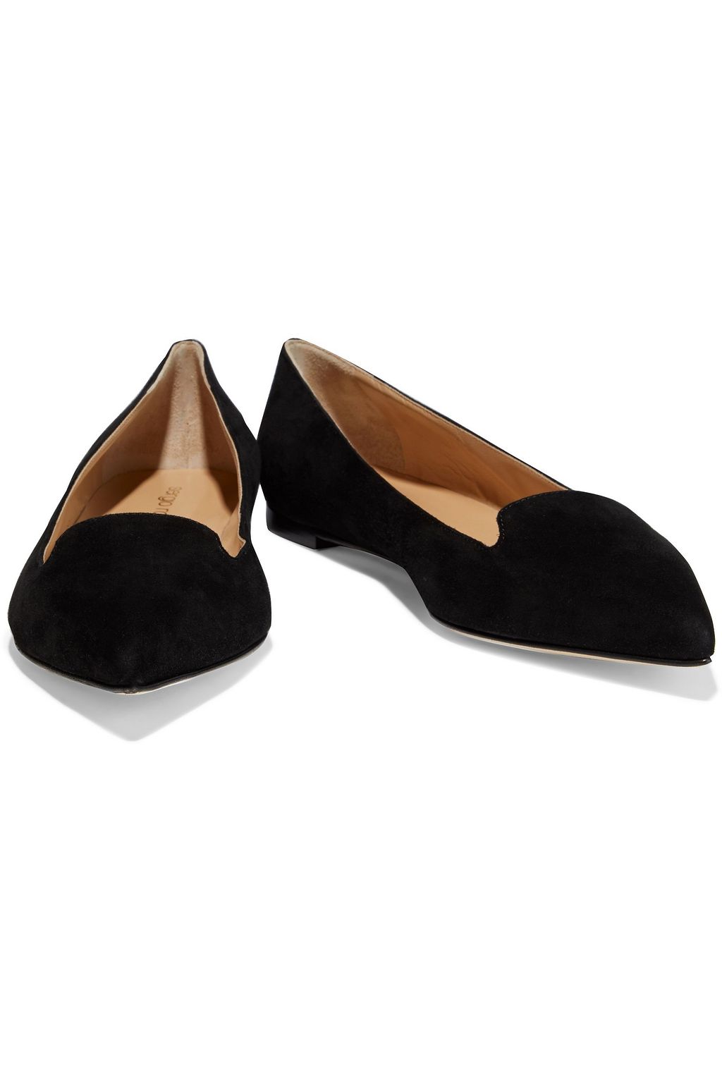 SERGIO ROSSI Suede point-toe flats