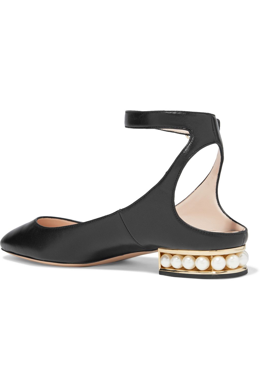 NICHOLAS KIRKWOOD Faux pearl-embellished leather ballet flats