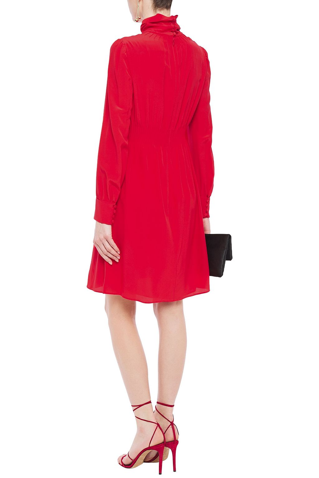 VALENTINO GARAVANI Pintucked silk crepe de chine mini dress