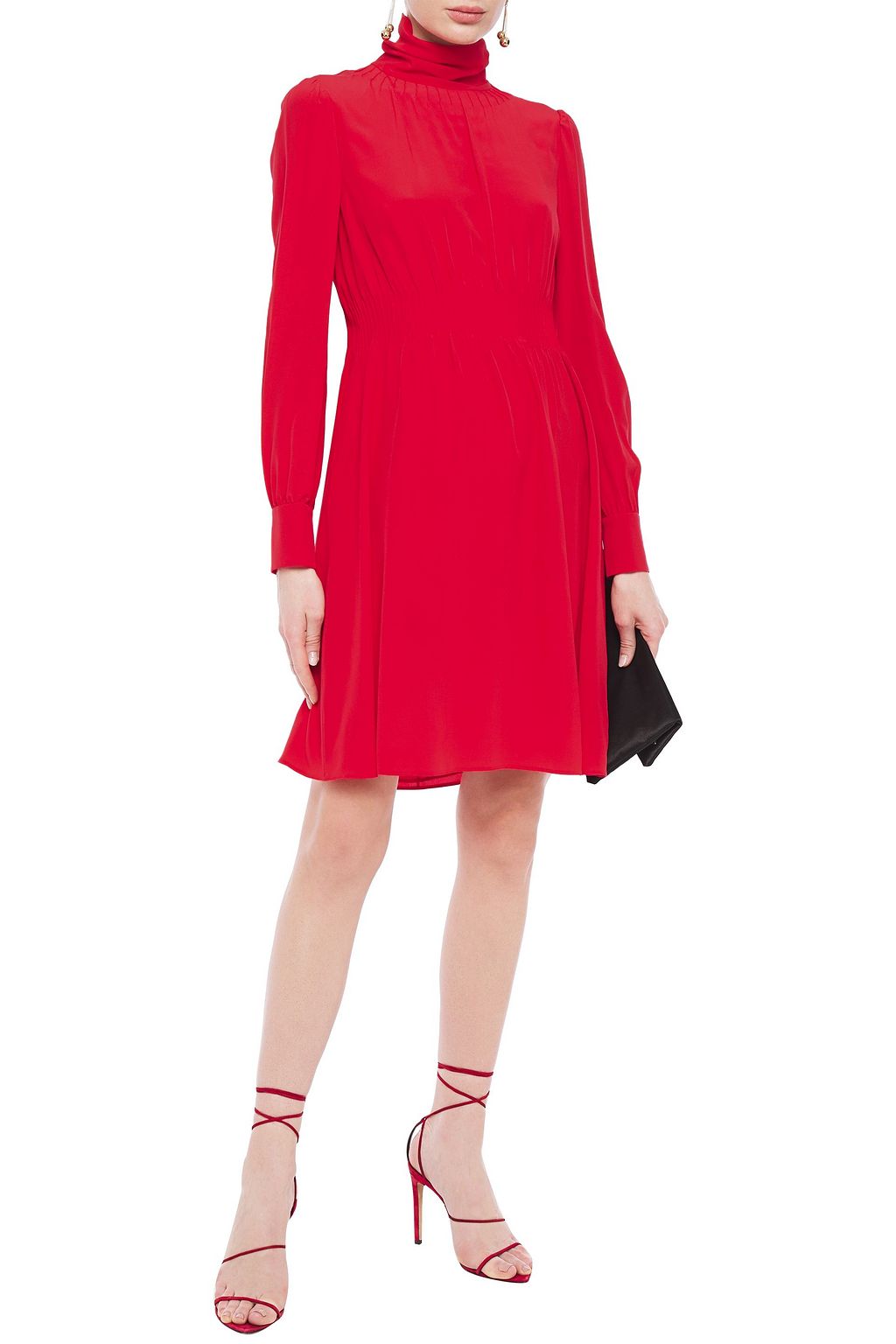 VALENTINO GARAVANI Pintucked silk crepe de chine mini dress