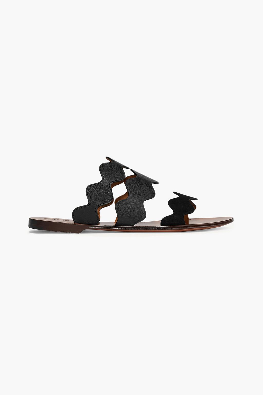 scalloped flat sandals
