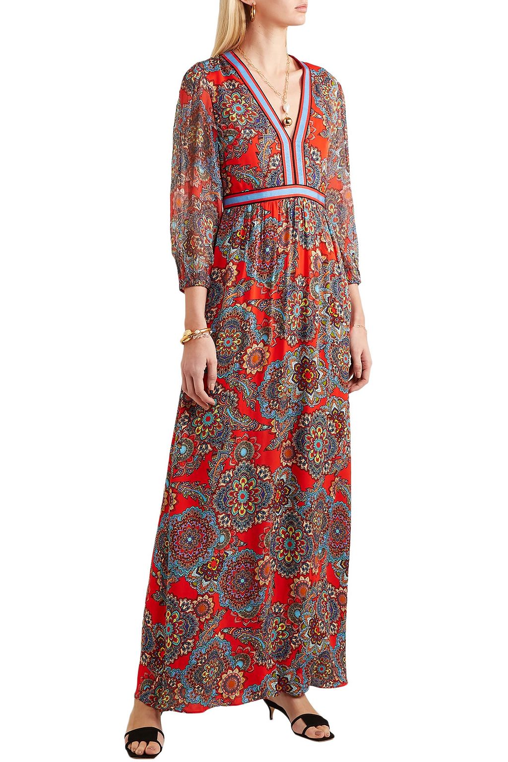 ALICE + OLIVIA Jaida printed crepe and plissé-chiffon maxi dress