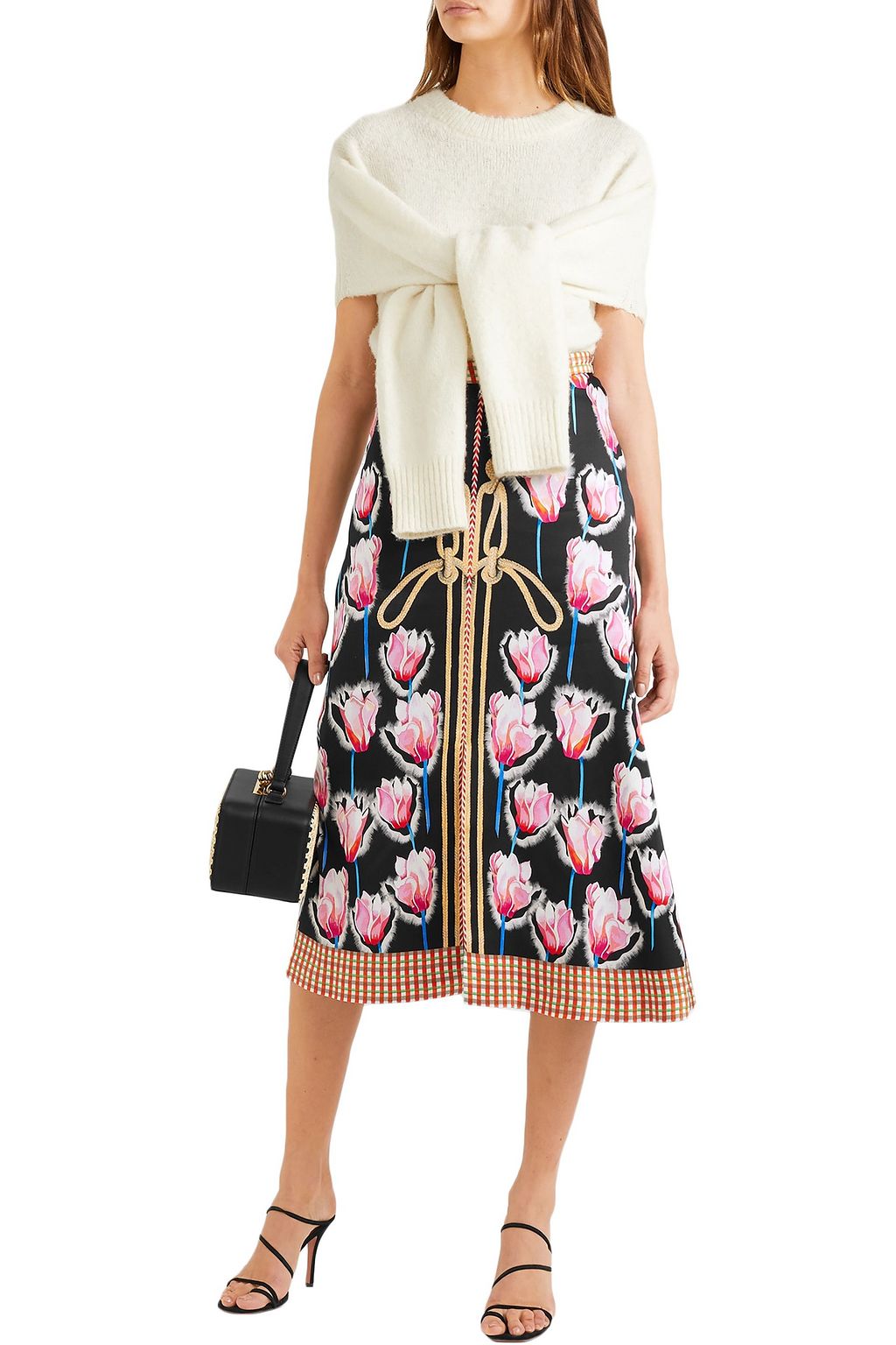 TEMPERLEY LONDON Arabesque floral-print satin-crepe midi skirt