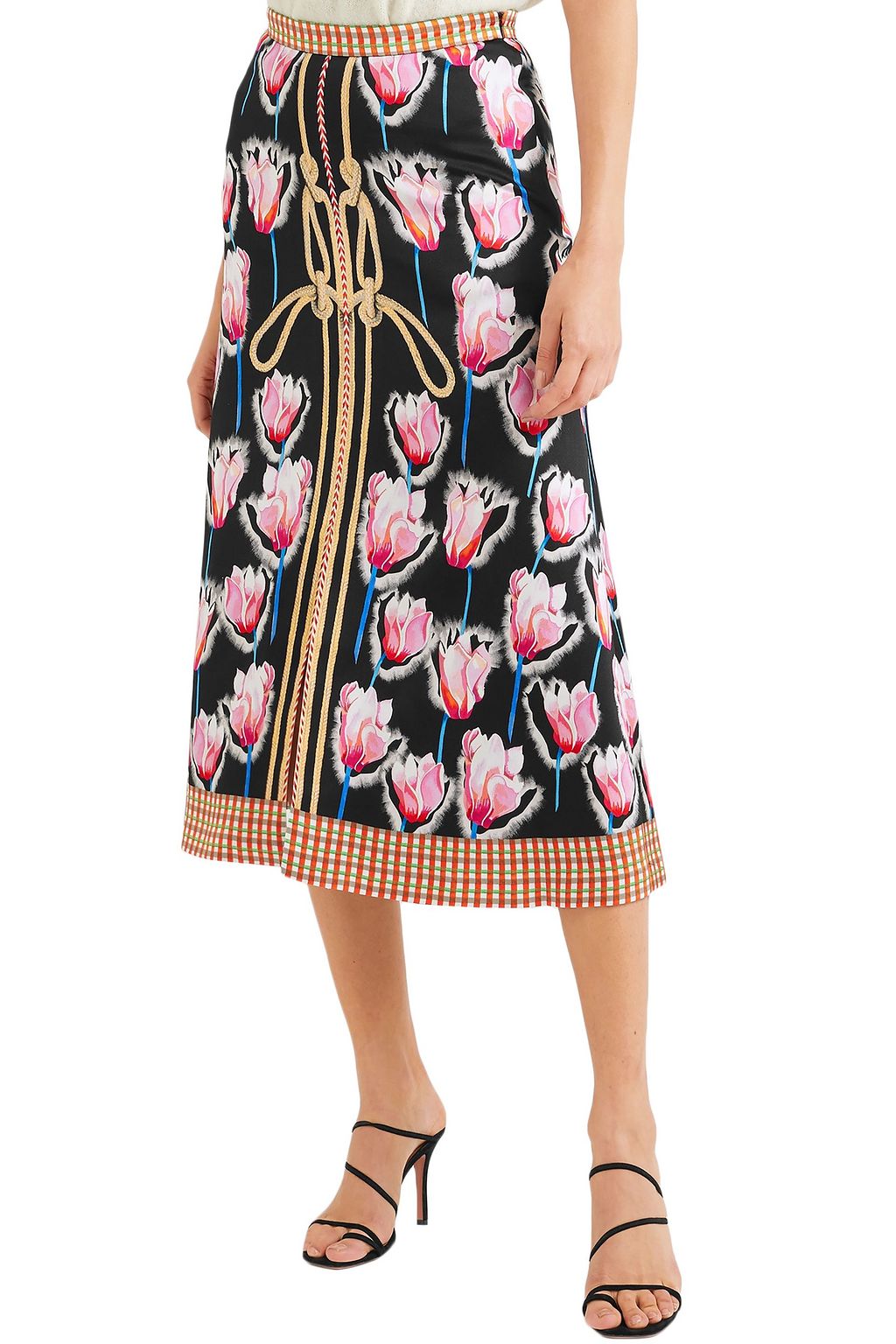 TEMPERLEY LONDON Arabesque floral-print satin-crepe midi skirt