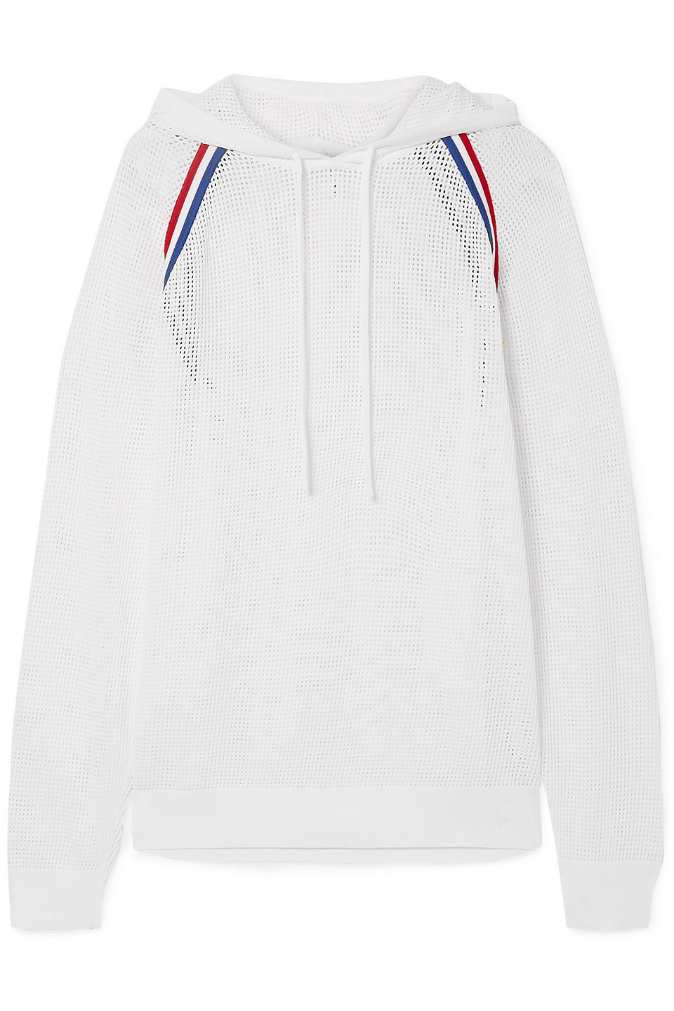 Adam Selman Sport Grosgrain-trimmed mesh hoodie