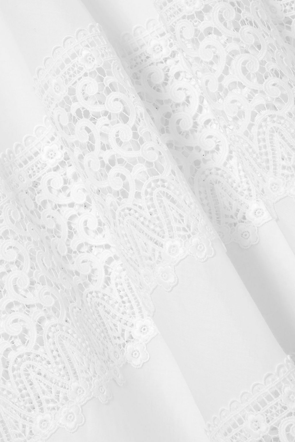 CHARO RUIZ IBIZA Ula guipure lace-paneled cotton-blend midi skirt