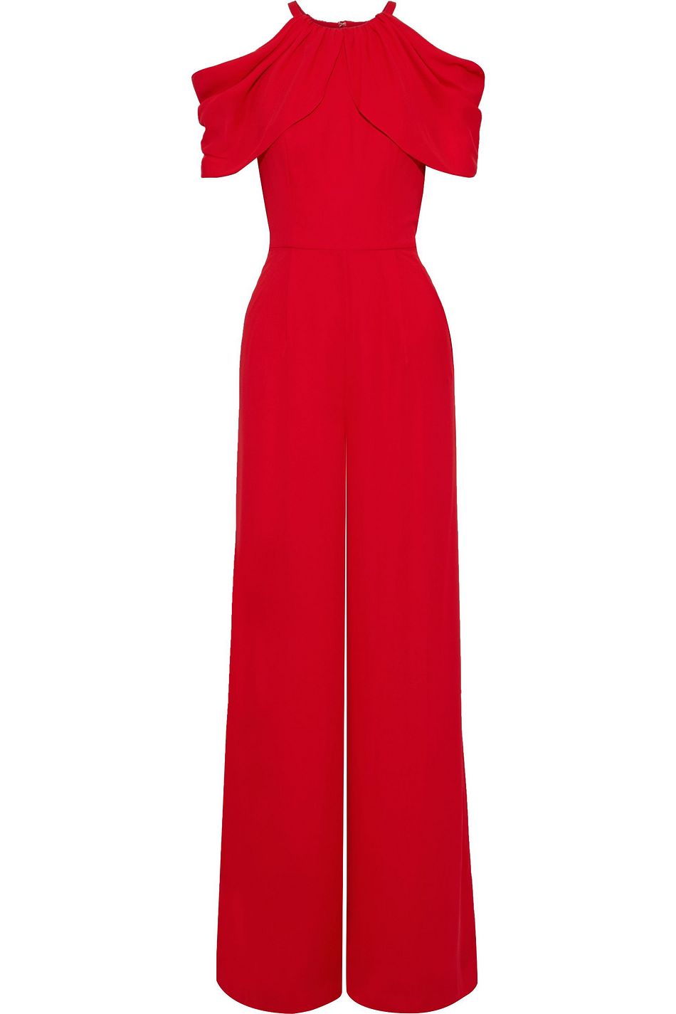 red wide leg jumpsuit