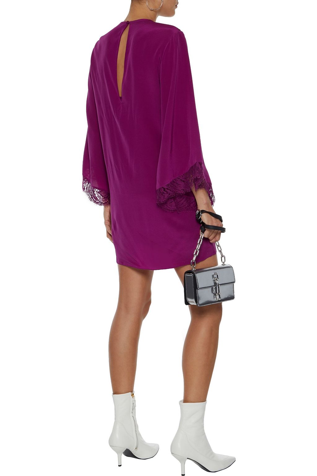 IRO Hunt lace-paneled silk crepe de chine mini dress