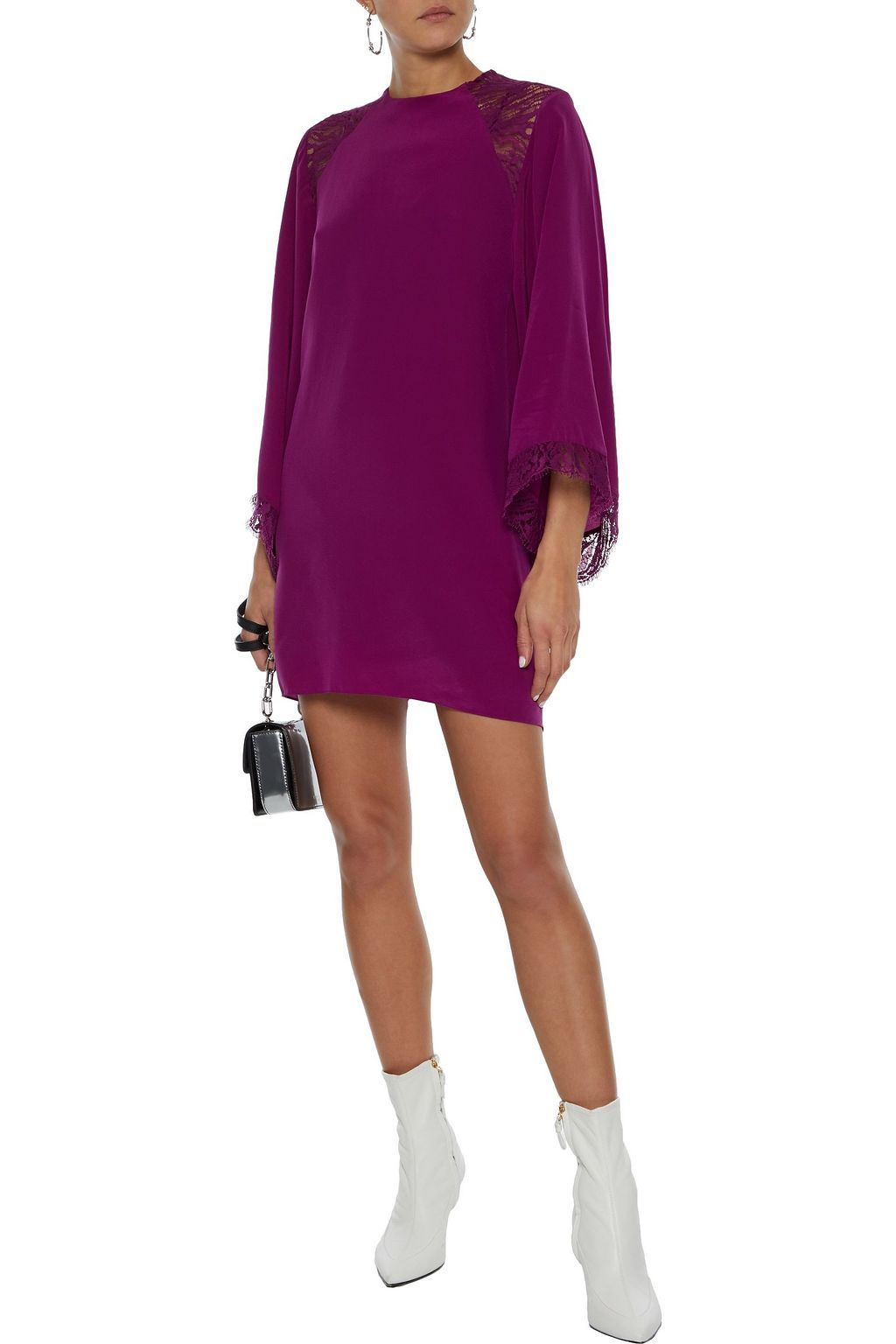 IRO Hunt lace-paneled silk crepe de chine mini dress