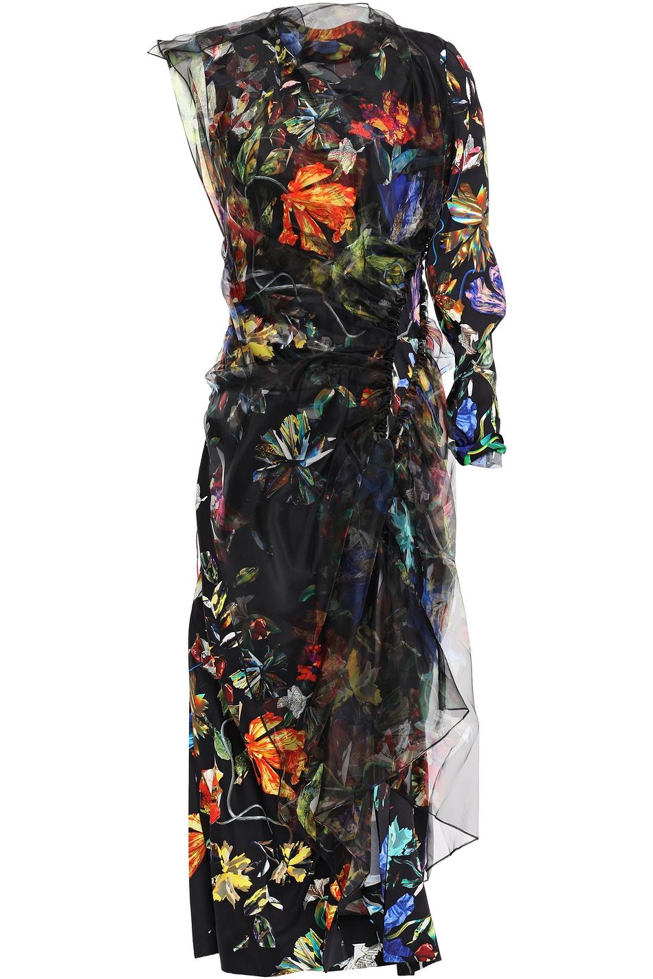 floral satin midi dress