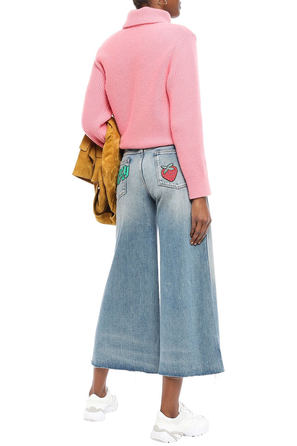 GUCCI Cropped embroidered high-rise wide-leg jeans