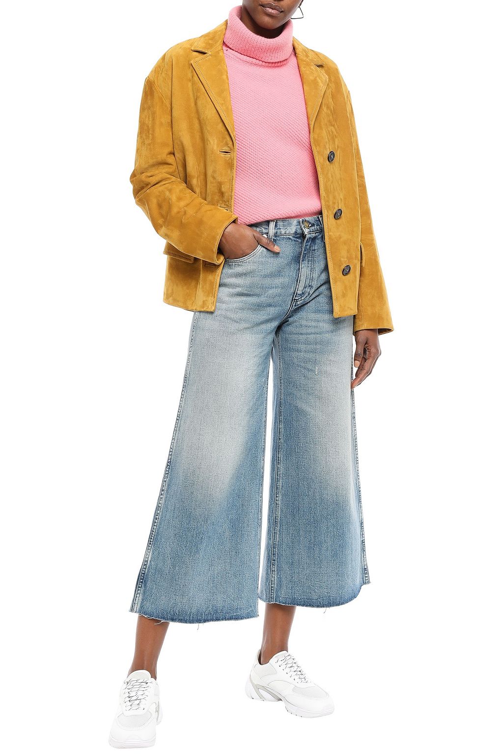 GUCCI Cropped embroidered high-rise wide-leg jeans
