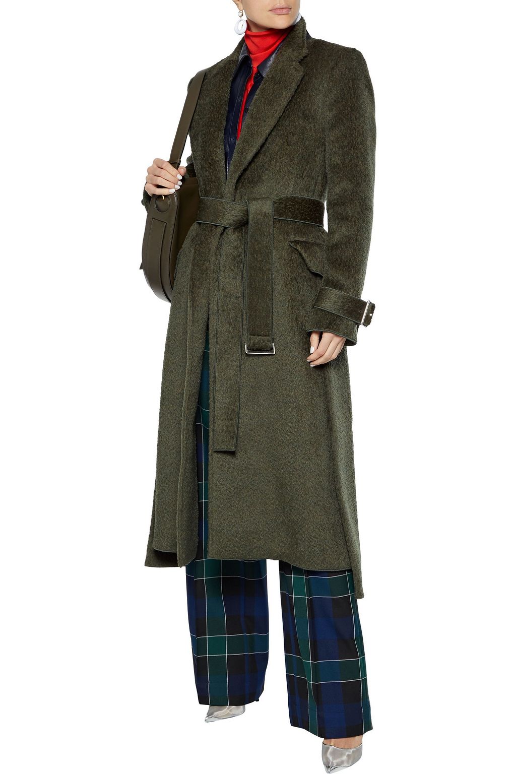 VICTORIA BECKHAM Belted pleated wool and alpaca-blend coat