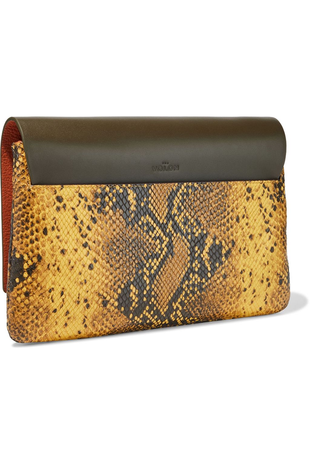 THE VOLON PO smooth and snake-effect leather shoulder bag