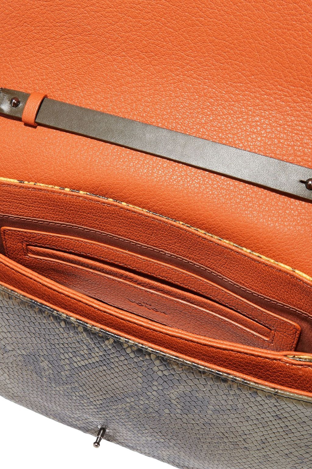 THE VOLON PO smooth and snake-effect leather shoulder bag