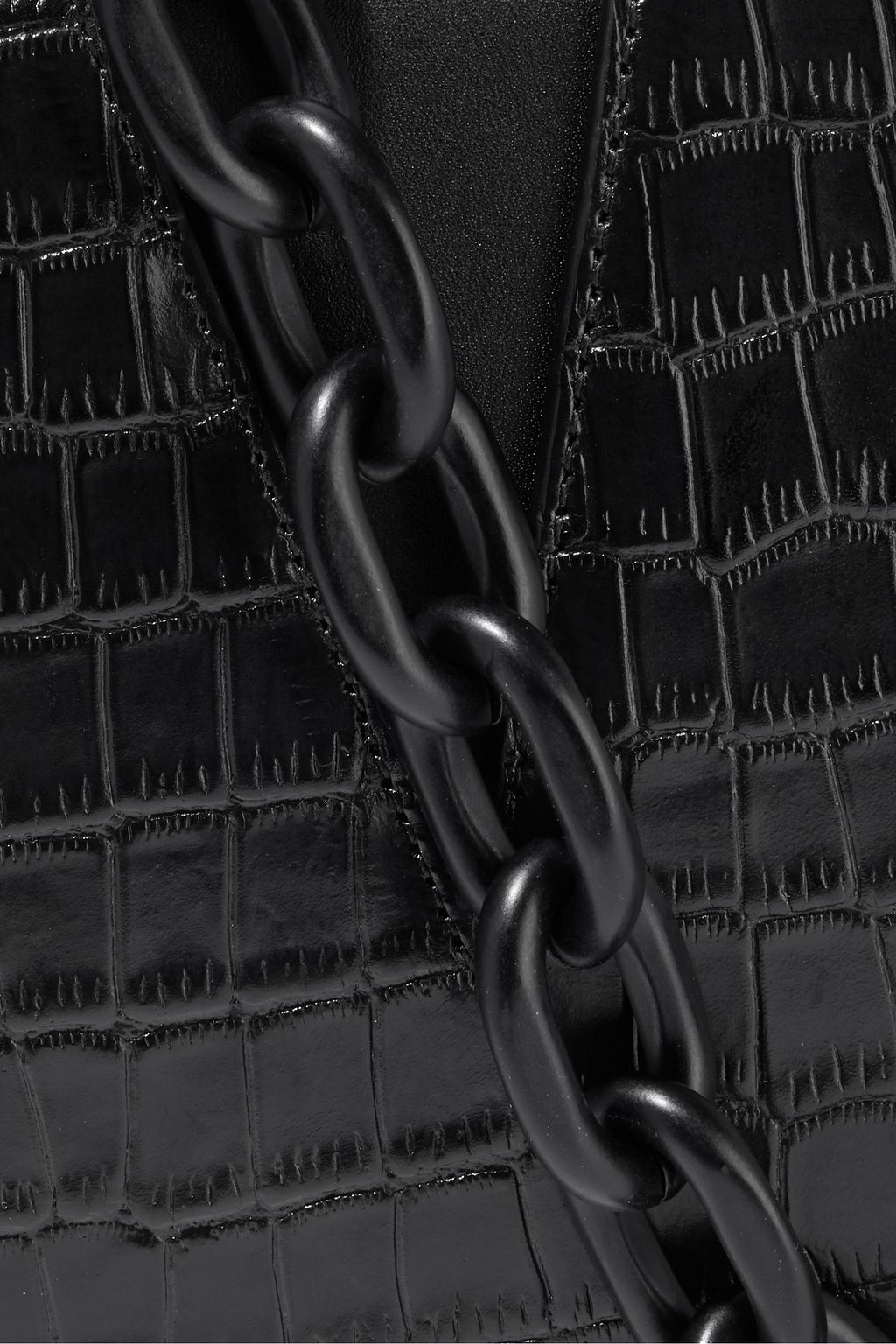 THE VOLON V cutout croc-effect leather shoulder bag