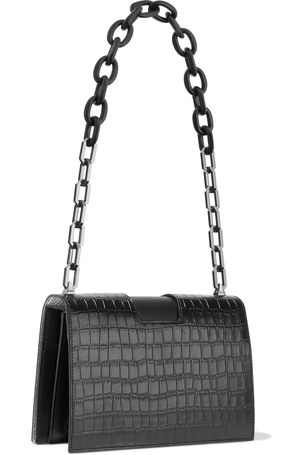 THE VOLON V cutout croc-effect leather shoulder bag