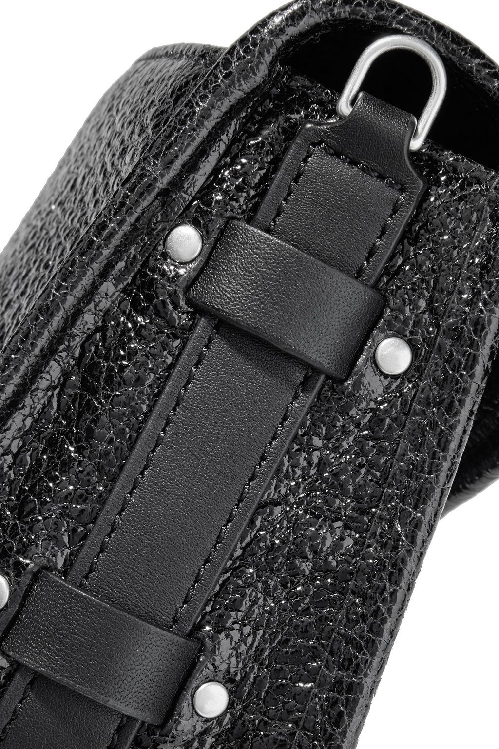 RAG & BONE Field cracked patent-leather clutch